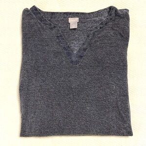 Chicos cotton-linen blend forearm length sleeve tunic, blue grey color